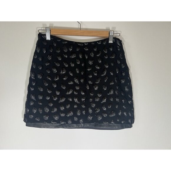 Diane Von Furstenberg Dresses & Skirts - Diane von Furstenberg Elly black mini sequin leather geometric skirt 6 designer